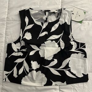 Kate Spade Boxy Crop Tank Top Black and White